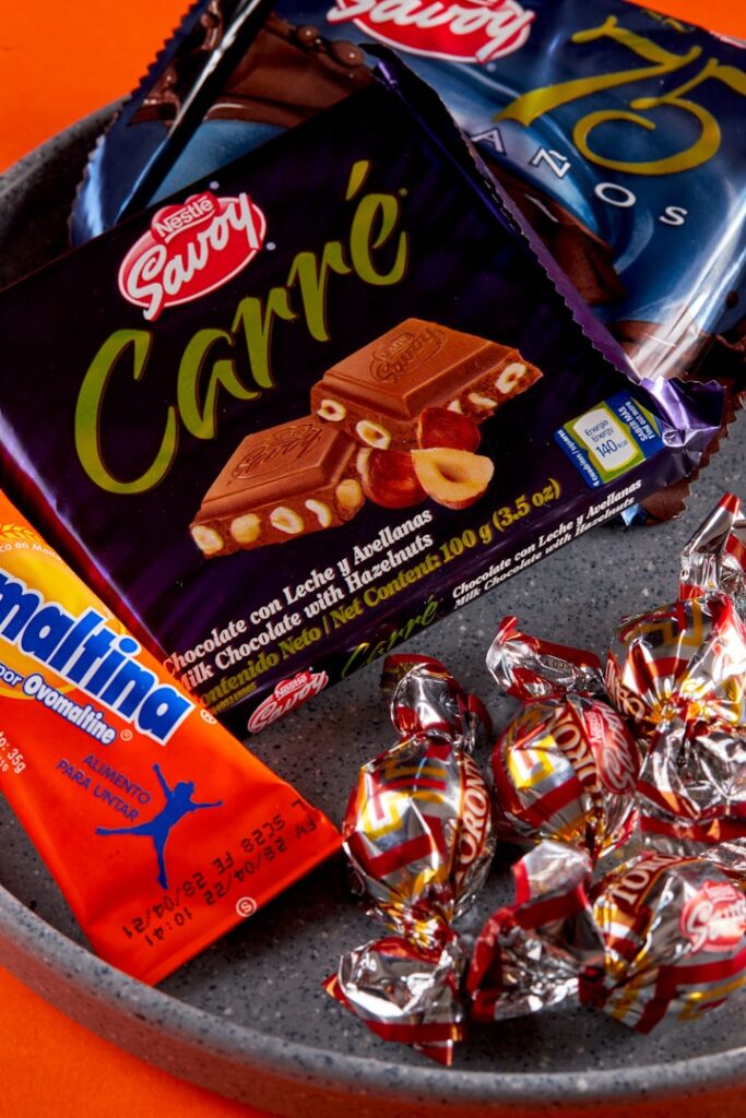 orange and blue labeled pack